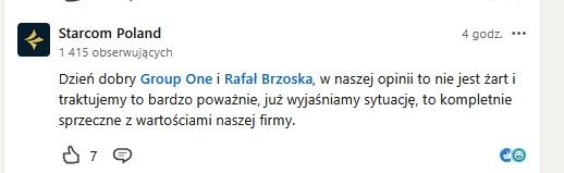 Starcom odpowiada na LinkedIn