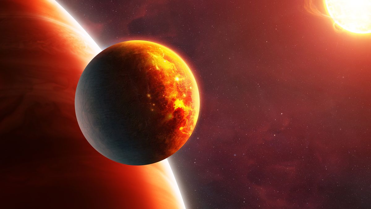 An illustrated view of a Transient Exomoon with a planet and the sun in the background. Exomoons are hypothetical moons that orbit planets outside our solar system. (Photo by Future Publishing via Getty Images)