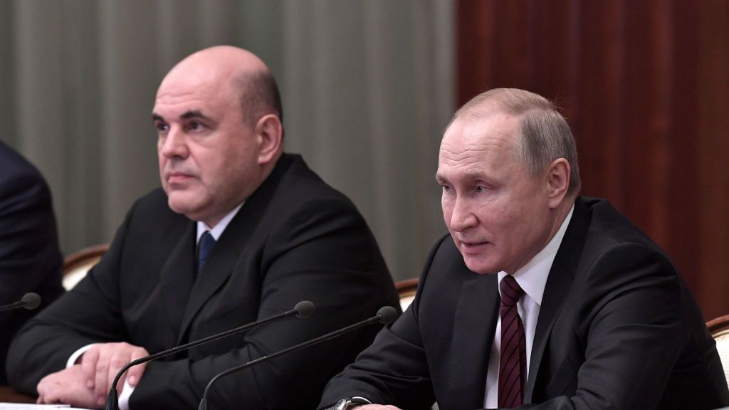 Premier Rosji Michaił Miszustin i prezydent Władimir Putin