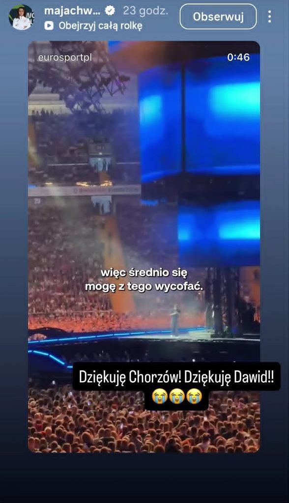 Wpis Mai Chwalińskiej na Instagramie