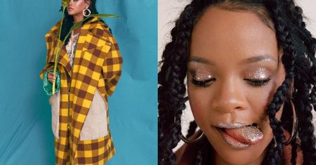 Rihanna wystawia język zanurzony w brokacie...