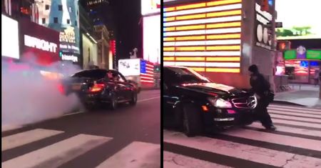 Kierowca mercedesa C63 AMG szalał w Nowym Jorku. Palił gumę, potrącił policjanta i uciekł