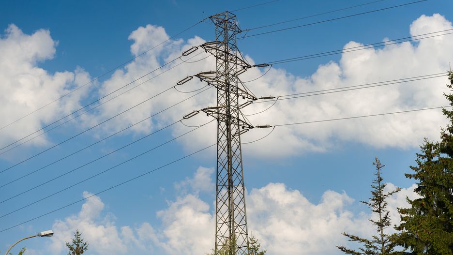 linia, energetyczna, niebo, niebieski, elektryk, energetyka, kable, konstrykcja, linia energetyczna, metalowy, napowietrzna, przewody