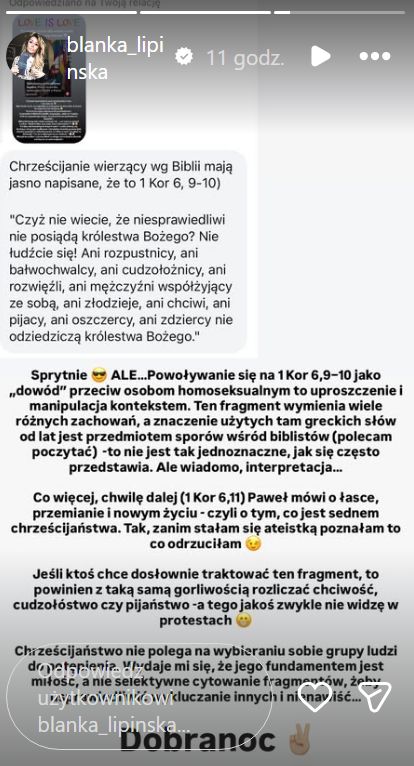 Blanka Lipińska poparła społeczność LGBT