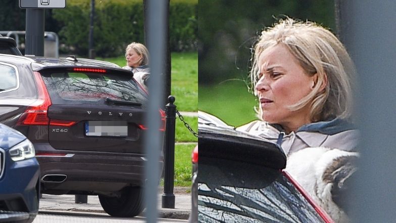 Małgorzata Foremniak wyprowadza psa, a jej partner blokuje ulicę