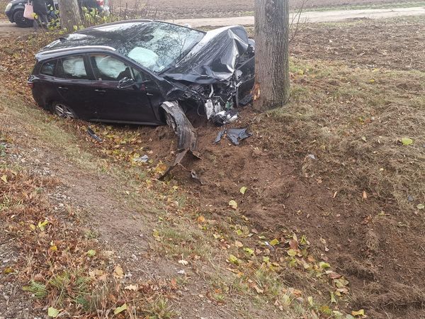 Zjechał do rowu i uderzył w drzewo - zdarzenie drogowe w Brzechowie