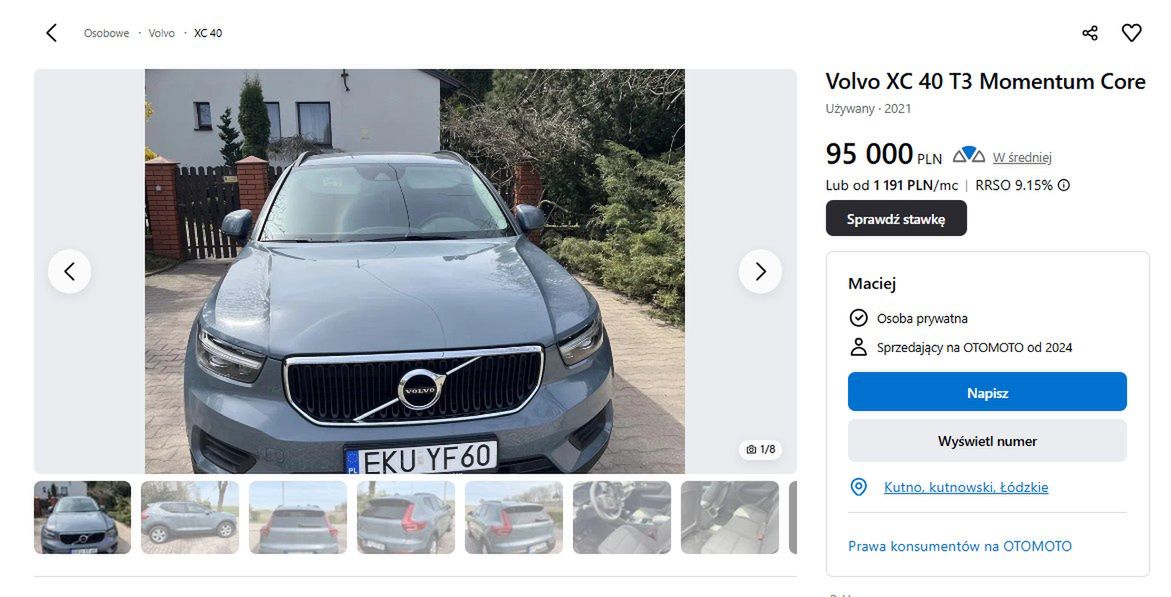 Zrzut ekranu z ogłoszenia