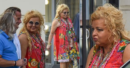 Barwna niczym egzotyczny ptak Magda Gessler spaceruje z byłym mężem i menedżerem (ZDJĘCIA)