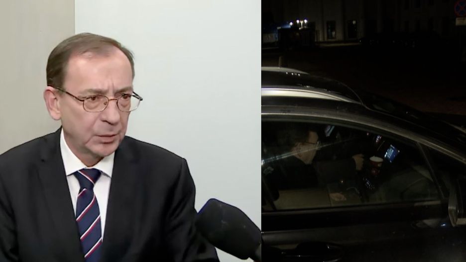 Mariusz Kamiński na miejscu pasażera, za kierownicą Maciej Wąsik. Byli posłowie nie mają już limuzyn z kierowcą