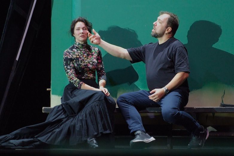 Małgorzata Trojanowska (Tosca), Krzysztof Szumański (Scarpia), próba do premiery „Toski” w Teatrze Wielkim w Łodzi © Chwalisław Zieliński