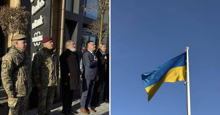 1000 dni wojny na Ukrainie. Przed siedzibą Konsulatu Generalnego Ukrainy w Lublinie podniesiono ukraińską flagę [ZDJĘCIA]