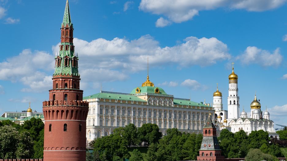 Grand Kremlin Palace, church and tower are seen in Moscow, Russia, on May 19, 2019. (Photo by Lorenzo Di Cola/NurPhoto via Getty Images)