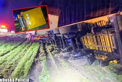 Przewrócił ciężarówkę na autostradzie. Miał 2 promile