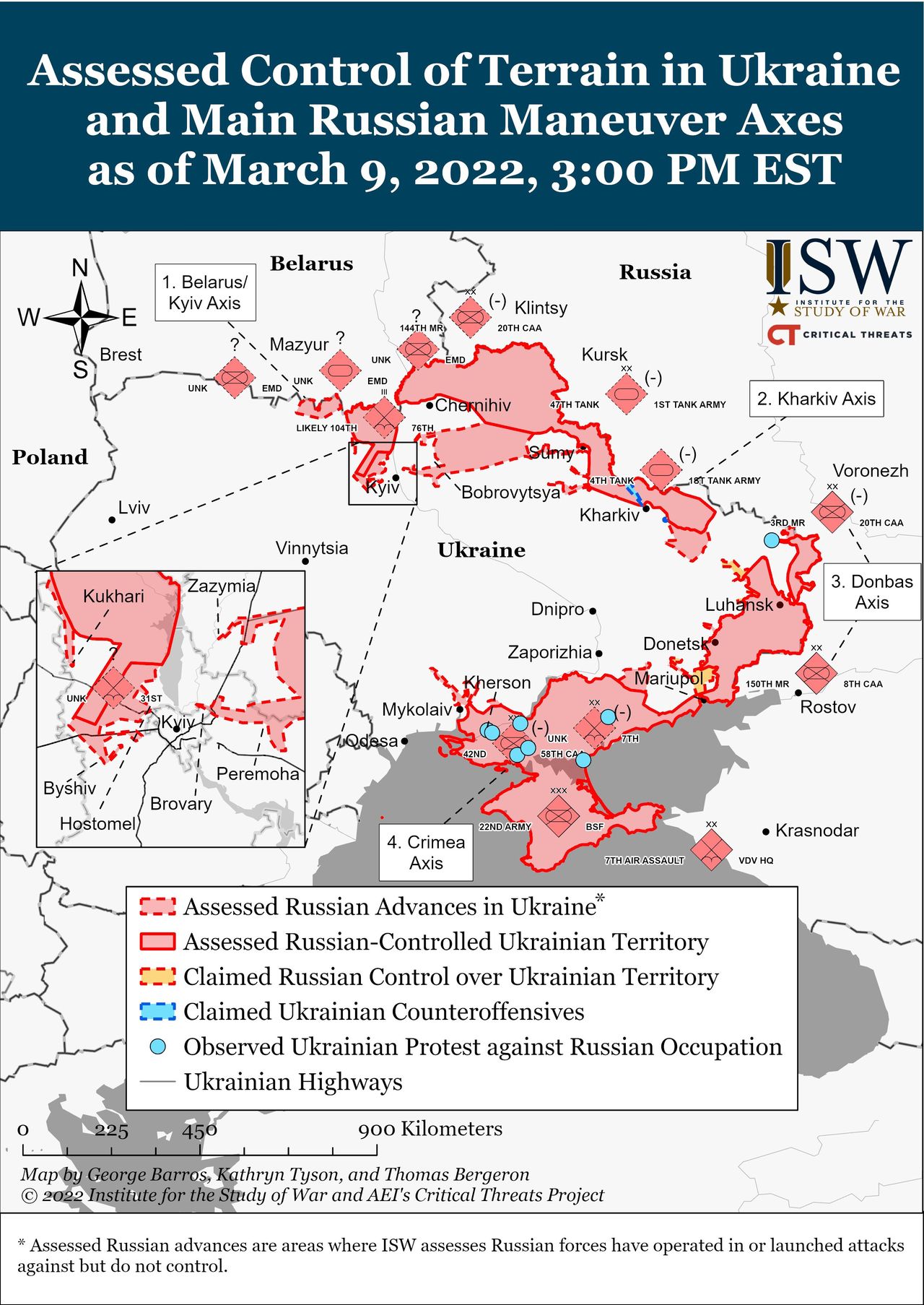 Wojna w Ukrainie. Mapa sytuacyjna opracowana przez amerykanskich analityków. 