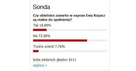 Czy obietnice zawarte w expose Ewy Kopacz są realne do spełnienia? Ankieta WP.PL