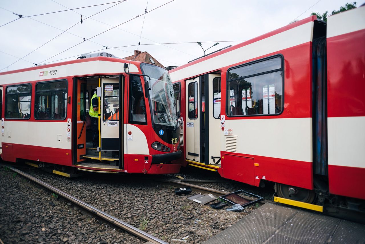 Zderzenie tramwajów w Gdańsku. 10 osób poszkodowanych