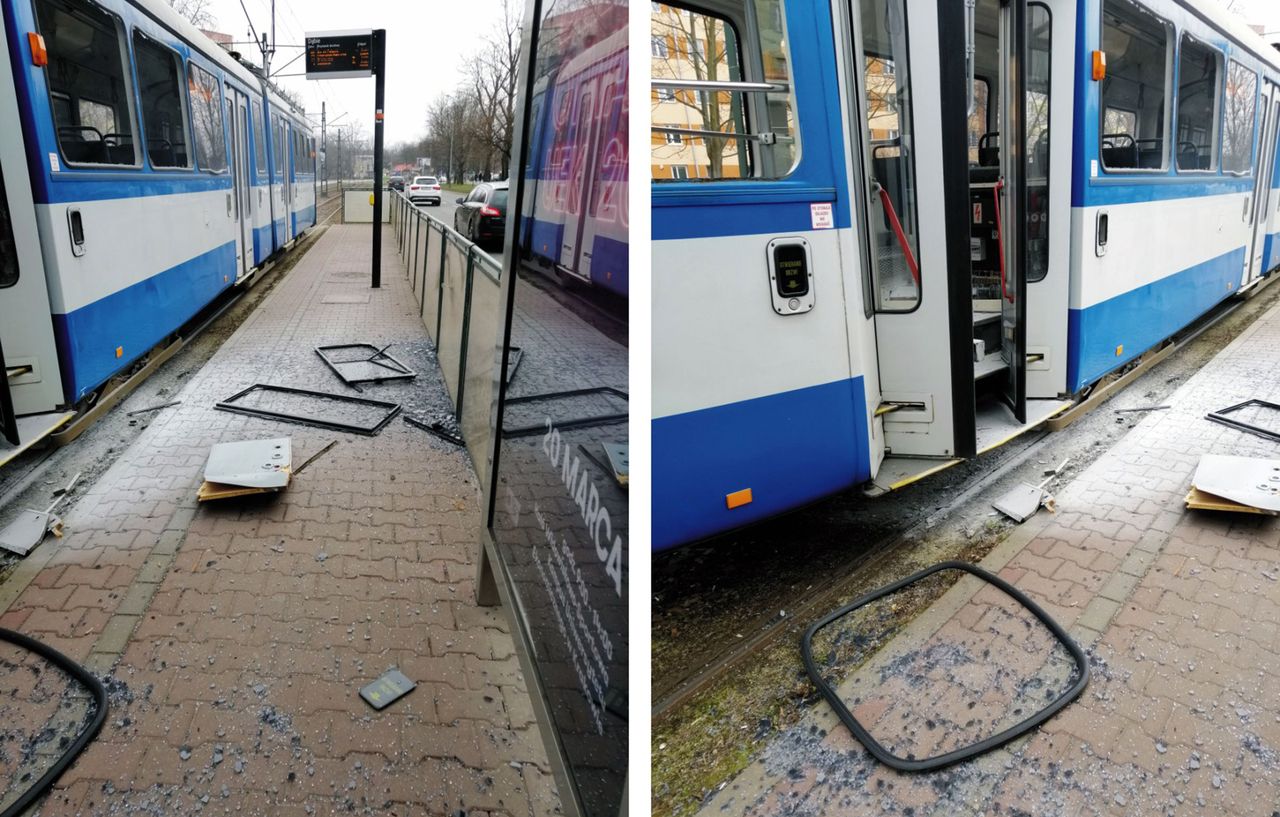 Eksplozja w tramwaju w Krakowie. Wypadły szyby