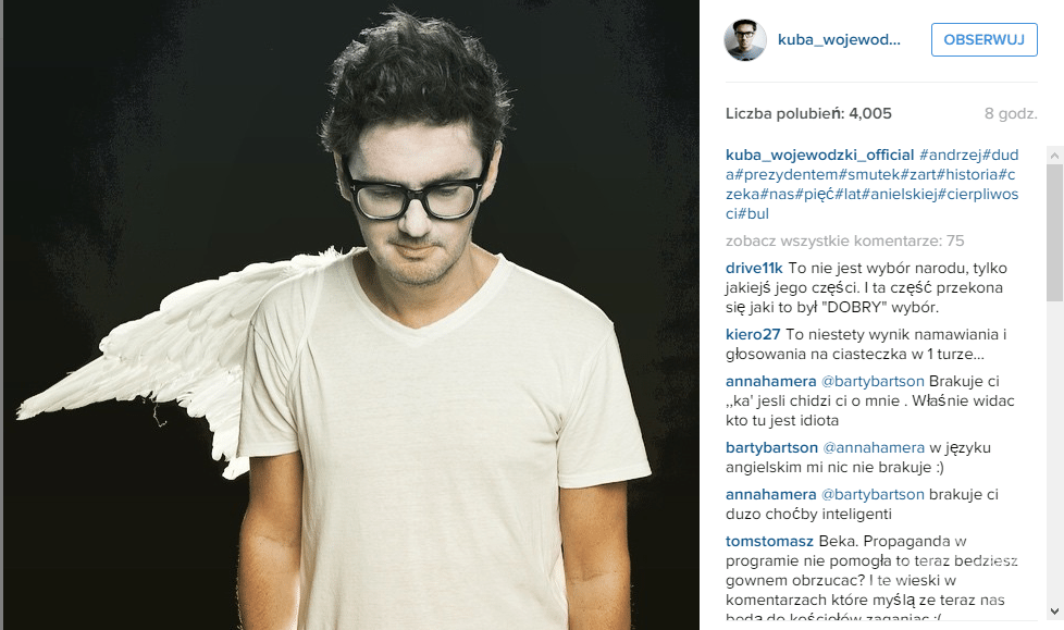Kuba Wojewódzki screen z Instagrama