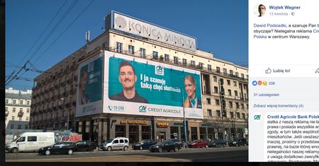 Spór o reklamę w centrum stolicy. "Czy nielegalna reklama z Dawidem Podsiadło jest nielegalna"?