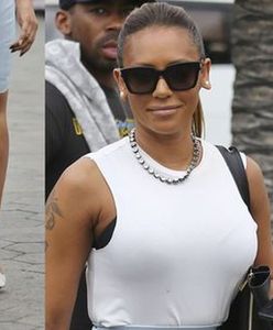 Mel B w brudnej bluzce, podartej spódnicy i w za dużych szpilkach!