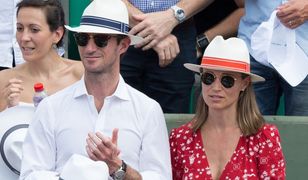 Ciężarna Pippa Middleton z mężem na turnieju tenisa. Brzuszek jest coraz większy