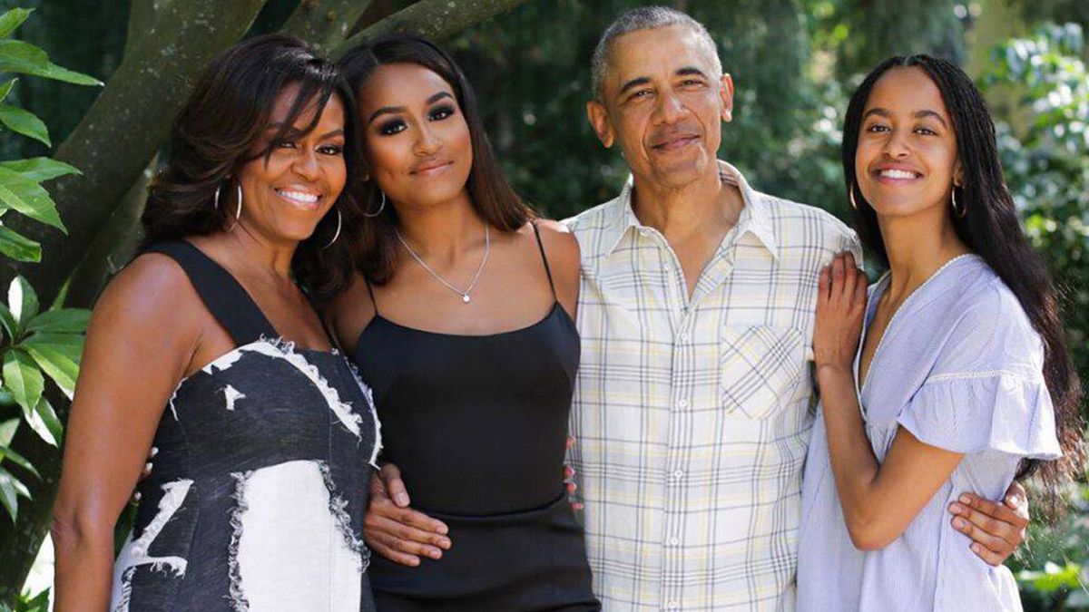 Michell i Barack Obama z córkami