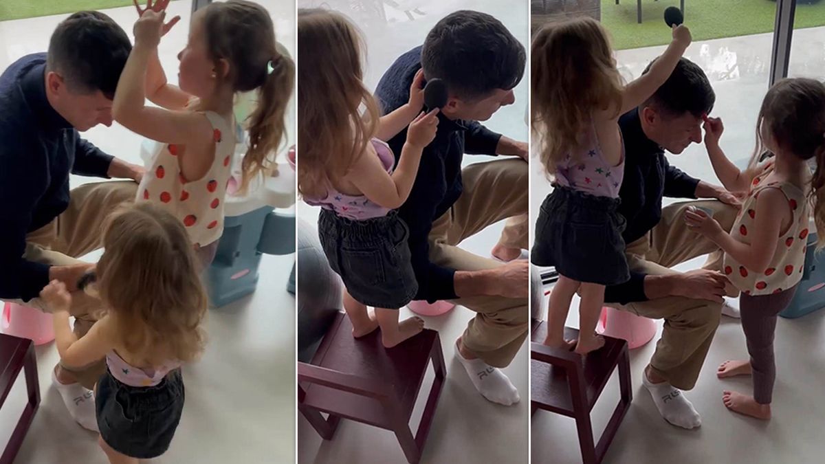 Robert Lewandowski z córkami