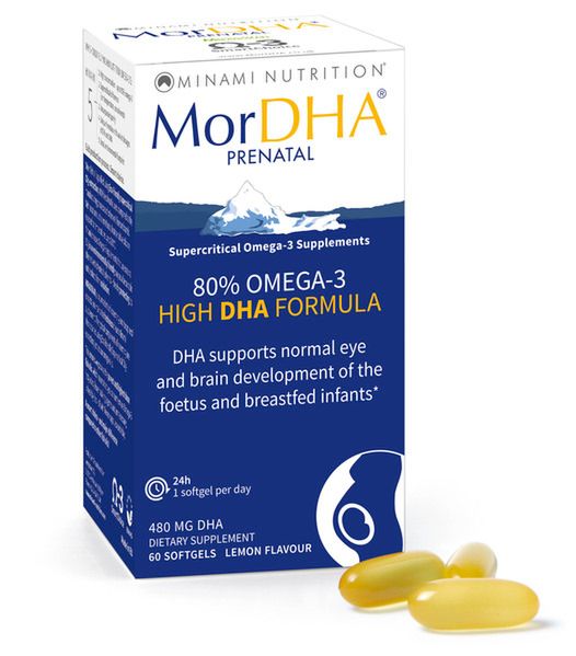 MorDHA Prenatal DHA, najszlachetniejsza forma omega-3, wspiera rozwój układu nerwowego, mózgu oraz wzroku dziecka