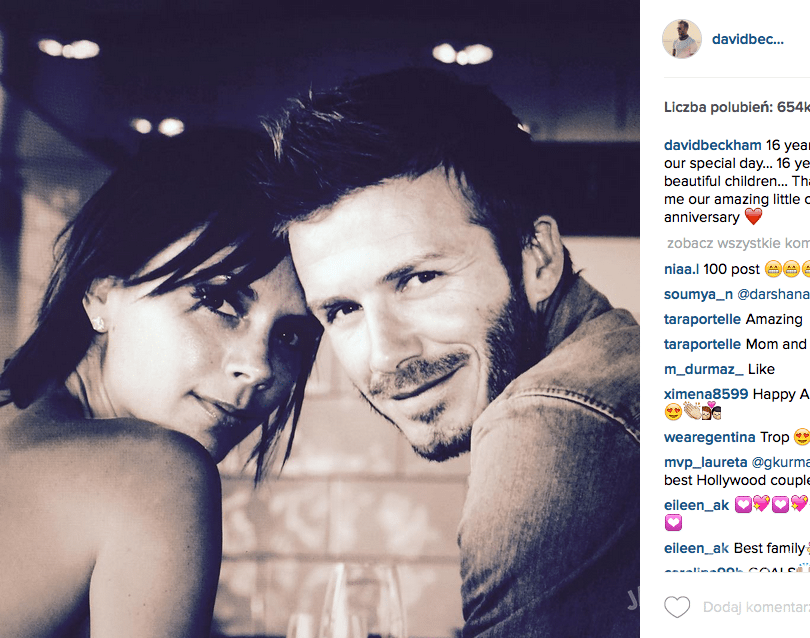 David Beckham wspomina ślub z Victorią Beckham na Instagramie