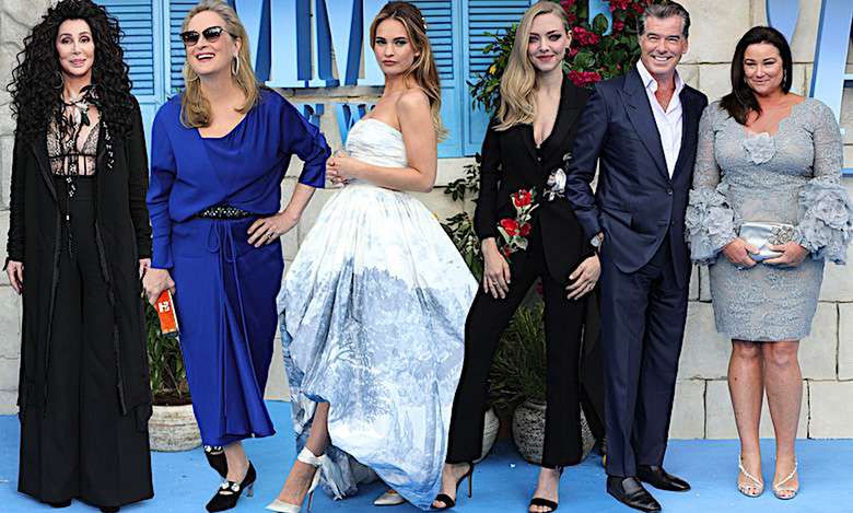 "Mamma Mia" powraca! Gwiazdy na premierze drugiej części kinowego hitu: Cher, Meryl Streep, Lily James
