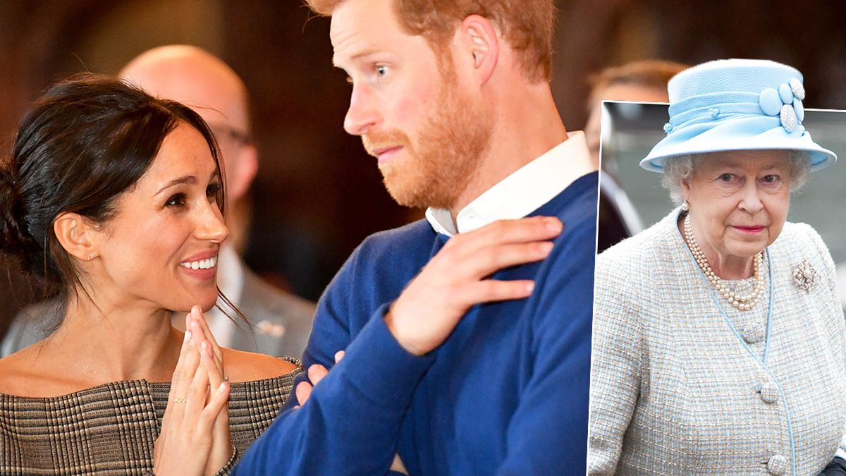 Meghan Markle, książę Harry i królowa Elżbieta II