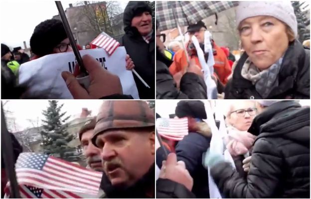 KOD przegoniony z Żagania. Protestujący musieli zwinąć flagi po blokadzie zwolenników PiS