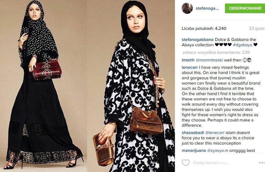 Kolekcja Abaya Dolce&Gabbana, stroje dla muzułmanek (fot. Instagram)