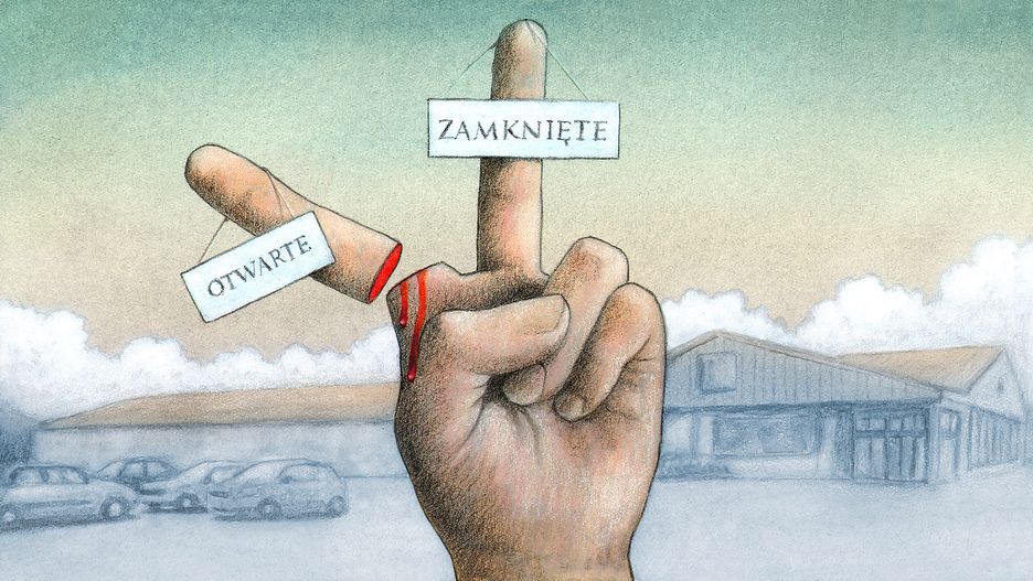 Centra handlowe, gdzie prócz sklepów są jeszcze restauracje czy kina (a więc tylko te większe), są w niedziele częściowo otwarte. Jednak liczba klientów w te dni (także w niedziele handlowe) spadła w sumie o prawie 60 proc.