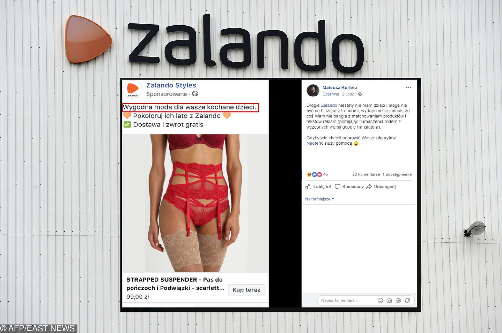 Zalando nie popisało się promocją swojej oferty. Pas do pończoch proponuje... dzieciom