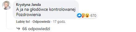 Skrin komentarza Krystyny Jandy
