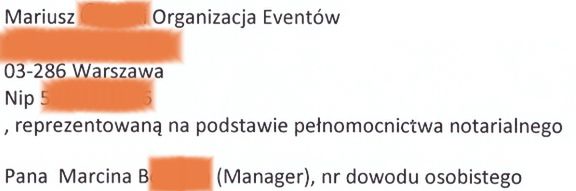 Na umowach podpisywanych z klienttami, Marcin B. figurował jedynie jako pełnomocnik właścicieli sal weselnych 