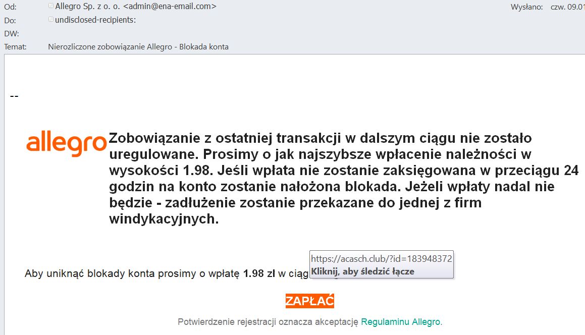 CERT Orange ujawnia, jak wygląda mail od oszustów 
