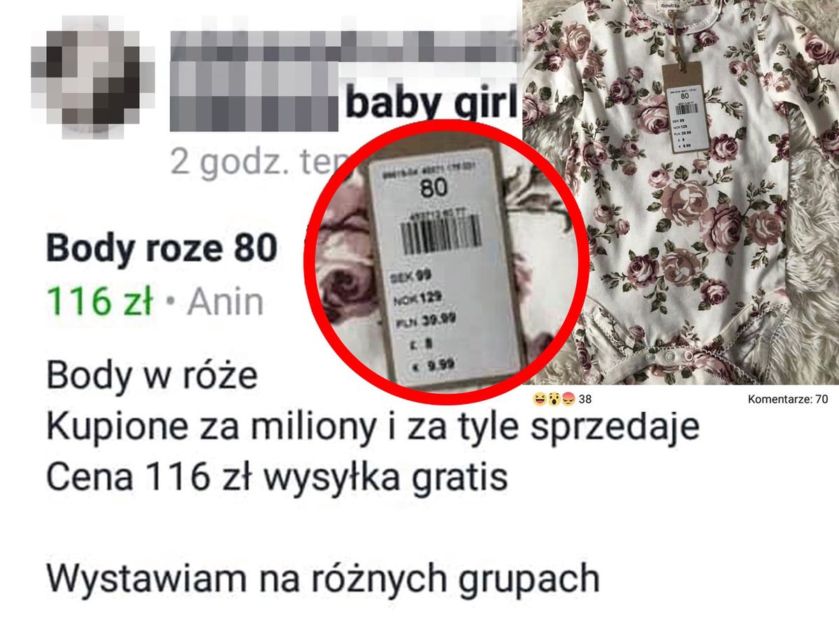 116 zł zamiast 39 zł. Na zamkniętych grupach kwitnie handel dziecięcymi ubrankami