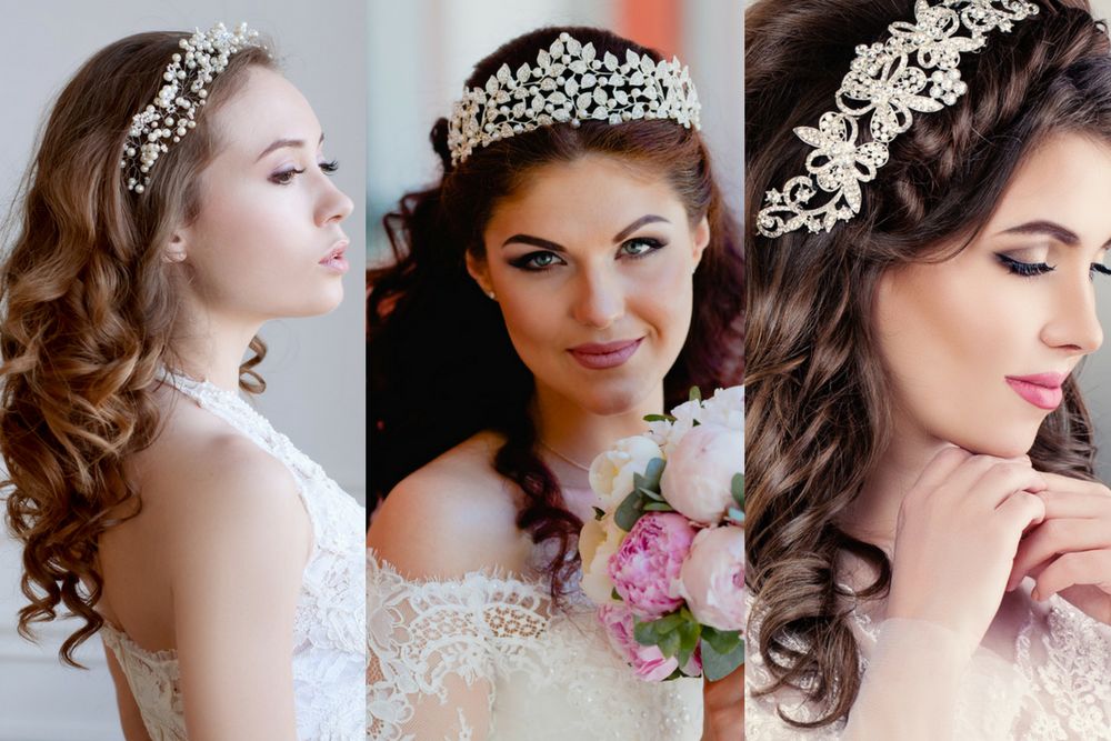 Fryzury ślubne z opaską w stylu glamour świetnie komponują się z sukniami o kroju księżniczki 