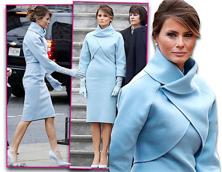 Melania Trump podczas zaprzysiężenia swojego męża Donalda Trumpa. Kreacja: Ralph Lauren