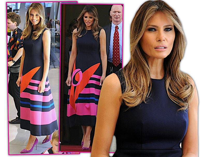 Melania Trump z wizytą w Polsce. Kreacja: Delpozo