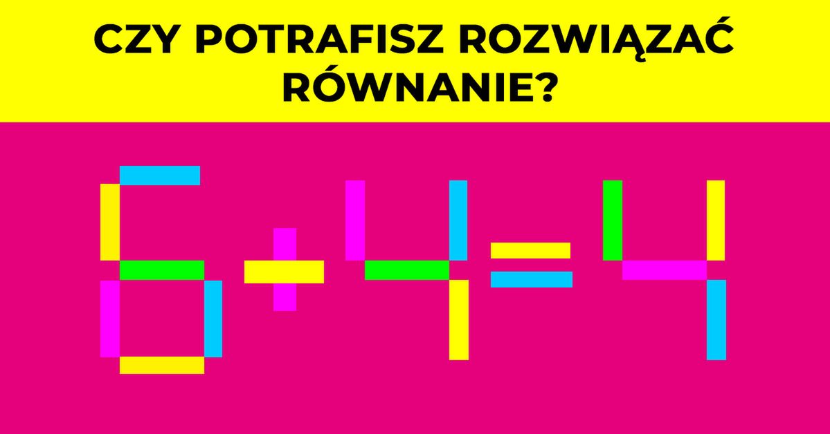 Rozwiąż równanie przesuwając jeden kolorowy prostokąt! Tylko 85% ludzi zna poprawną odpowiedź