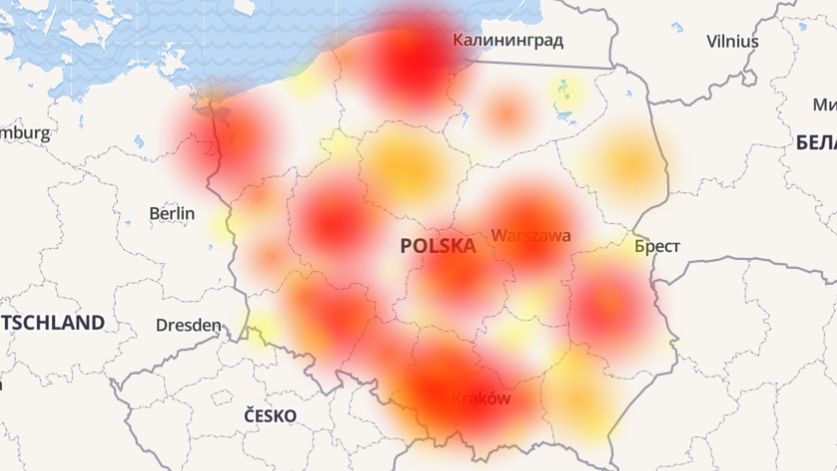 Mapa problemów zgłaszanych przez użytkowników w dostawie usług przez mBank