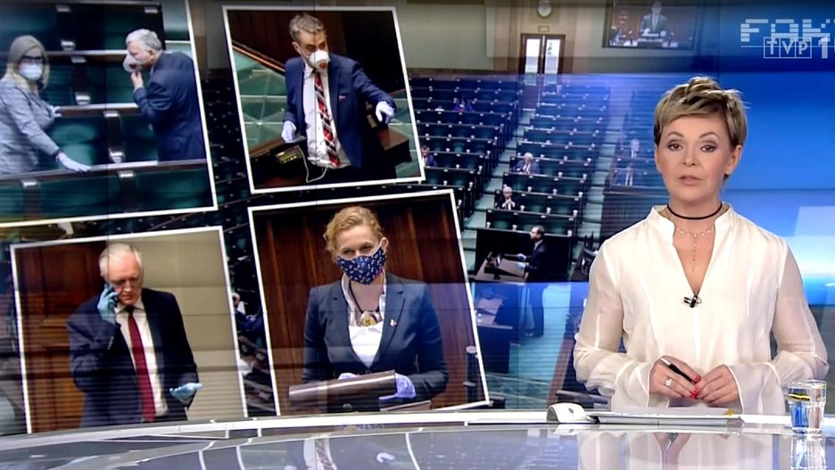 Justyna Pochanke jako czołowa dziennikarka TVP została wymieniona w materiale "Wiadomości".