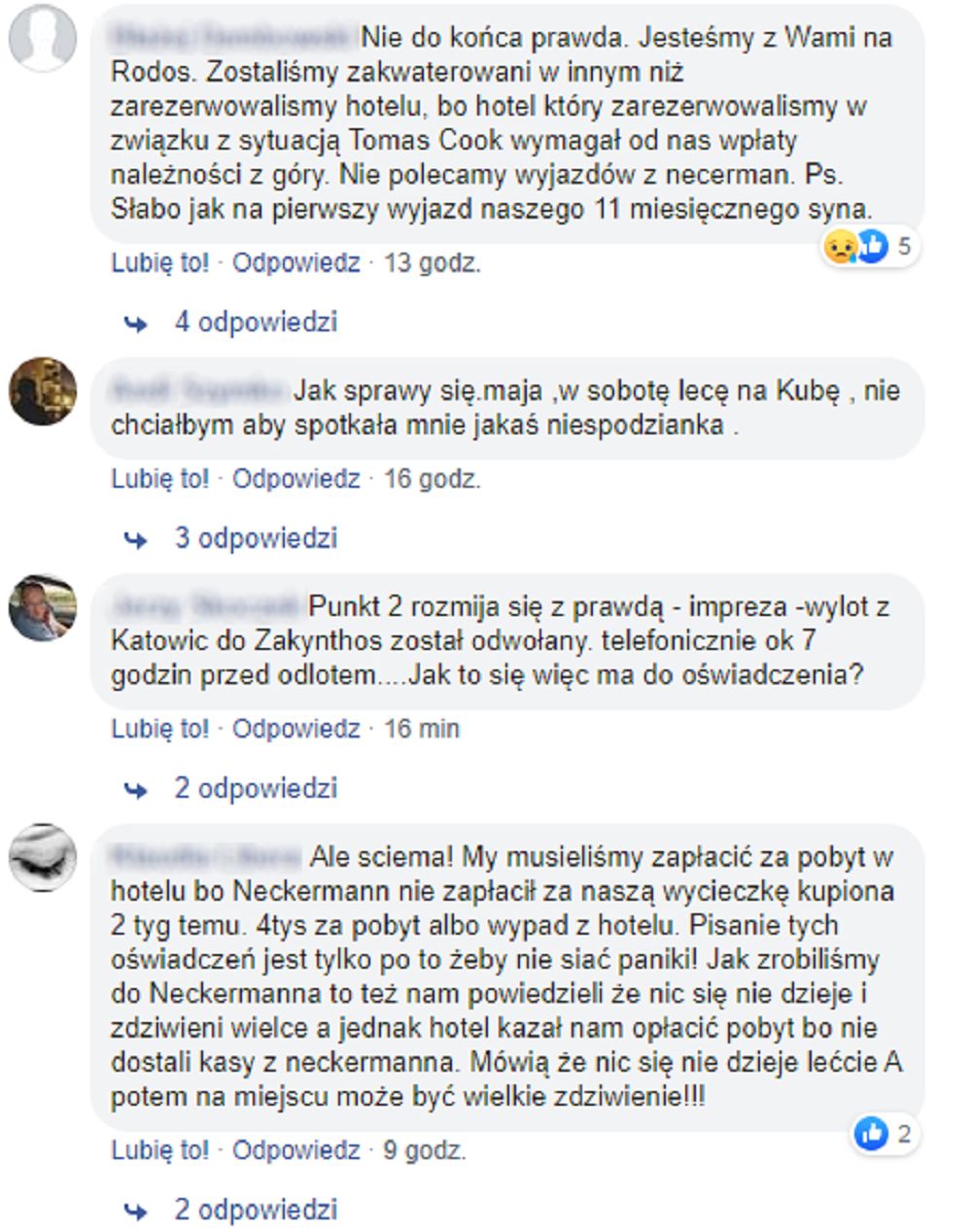 Neckermann cofa sprzedaż wycieczek. Komentarze na Facebooku 