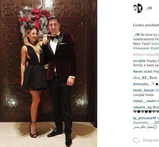 Robert Lewandowski z żoną Anną