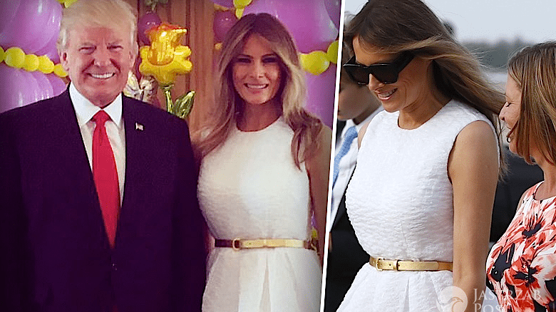 Melania Trump wielkanoc 2017 zdjęcia biała sukienka