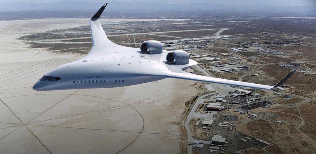 Wizja artystyczna samolotu JetZero w wersji pasażerskiej.