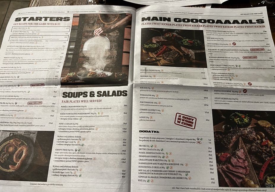 Menu w restauracji Roberta Lewandowskiego